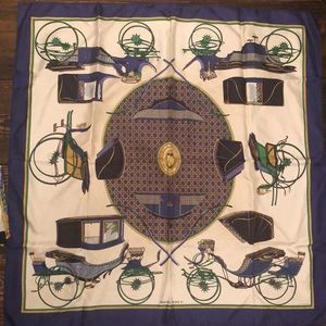 Hermès les voitures a tranformation silk vintage scarf